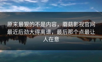 原来最狠的不是内容，蘑菇影视官网最近后劲大得离谱，最后那个点最让人在意