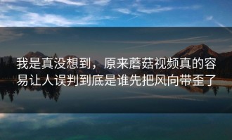 我是真没想到，原来蘑菇视频真的容易让人误判到底是谁先把风向带歪了