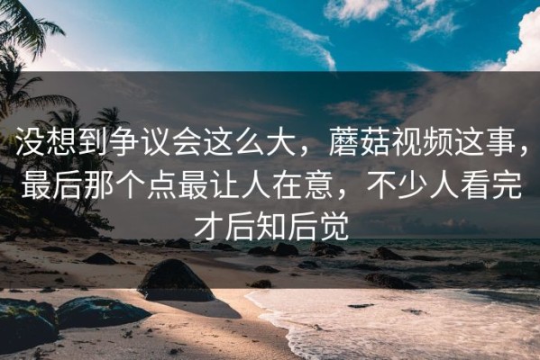 没想到争议会这么大，蘑菇视频这事，最后那个点最让人在意，不少人看完才后知后觉