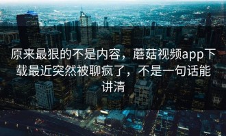 原来最狠的不是内容，蘑菇视频app下载最近突然被聊疯了，不是一句话能讲清