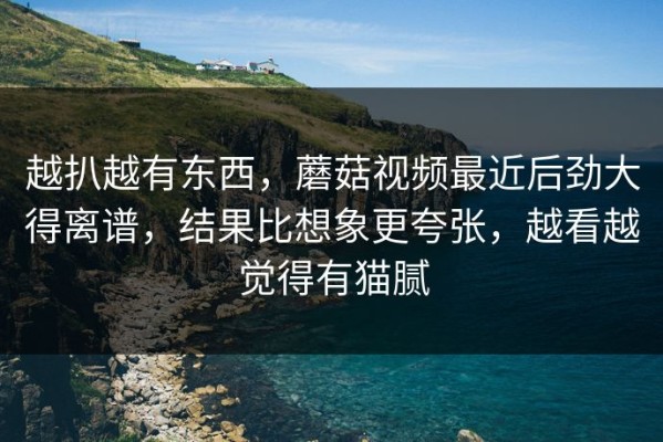越扒越有东西，蘑菇视频最近后劲大得离谱，结果比想象更夸张，越看越觉得有猫腻