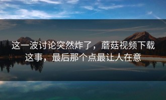 这一波讨论突然炸了，蘑菇视频下载这事，最后那个点最让人在意