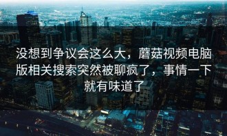 没想到争议会这么大，蘑菇视频电脑版相关搜索突然被聊疯了，事情一下就有味道了