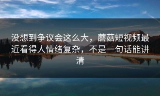 没想到争议会这么大，蘑菇短视频最近看得人情绪复杂，不是一句话能讲清