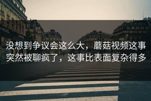 没想到争议会这么大，蘑菇视频这事突然被聊疯了，这事比表面复杂得多