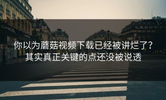 你以为蘑菇视频下载已经被讲烂了？其实真正关键的点还没被说透