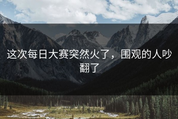 这次每日大赛突然火了，围观的人吵翻了