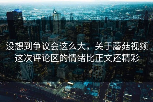 没想到争议会这么大，关于蘑菇视频这次评论区的情绪比正文还精彩