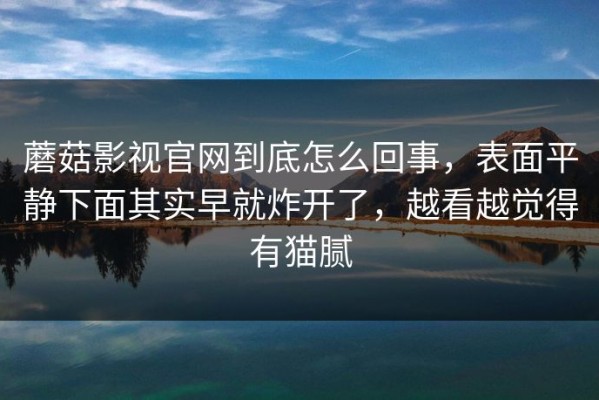 蘑菇影视官网到底怎么回事，表面平静下面其实早就炸开了，越看越觉得有猫腻