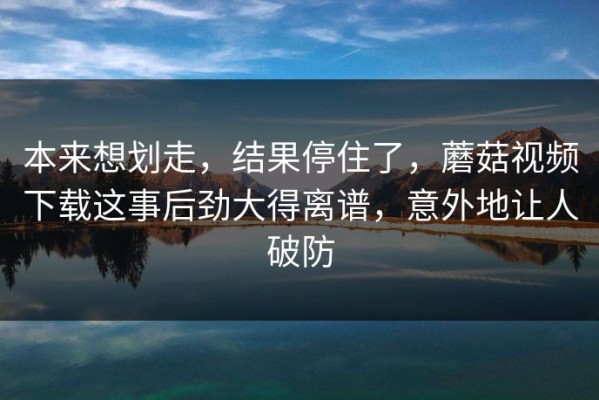 本来想划走，结果停住了，蘑菇视频下载这事后劲大得离谱，意外地让人破防