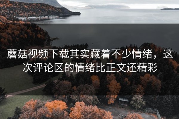 蘑菇视频下载其实藏着不少情绪，这次评论区的情绪比正文还精彩