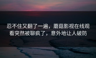 忍不住又翻了一遍，蘑菇影视在线观看突然被聊疯了，意外地让人破防