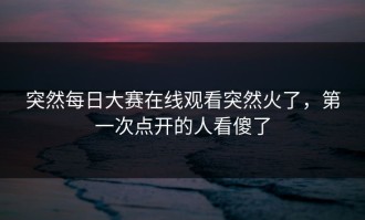 突然每日大赛在线观看突然火了，第一次点开的人看傻了