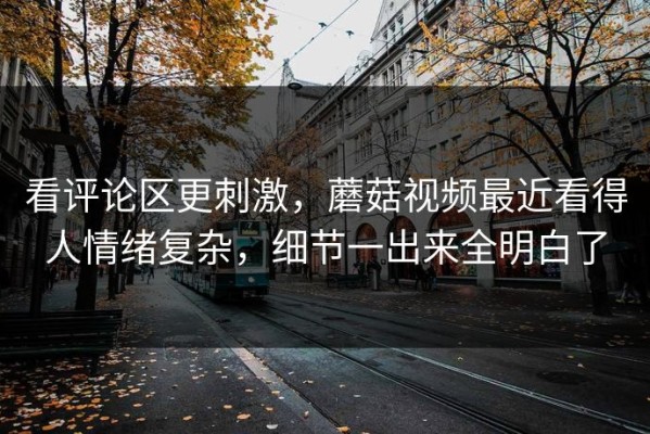 看评论区更刺激，蘑菇视频最近看得人情绪复杂，细节一出来全明白了