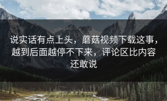 说实话有点上头，蘑菇视频下载这事，越到后面越停不下来，评论区比内容还敢说