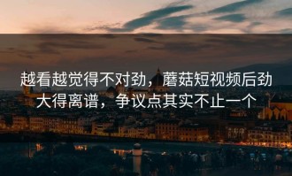 越看越觉得不对劲，蘑菇短视频后劲大得离谱，争议点其实不止一个