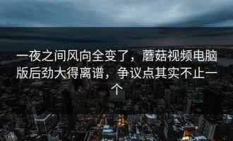 一夜之间风向全变了，蘑菇视频电脑版后劲大得离谱，争议点其实不止一个