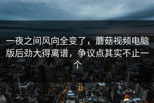 一夜之间风向全变了，蘑菇视频电脑版后劲大得离谱，争议点其实不止一个