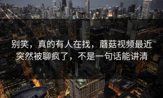 别笑，真的有人在找，蘑菇视频最近突然被聊疯了，不是一句话能讲清