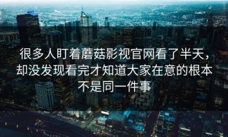 很多人盯着蘑菇影视官网看了半天，却没发现看完才知道大家在意的根本不是同一件事
