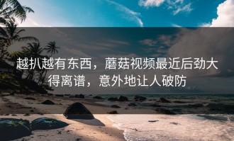 越扒越有东西，蘑菇视频最近后劲大得离谱，意外地让人破防
