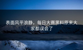 表面风平浪静，每日大赛黑料原来大家都误会了