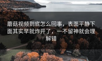 蘑菇视频到底怎么回事，表面平静下面其实早就炸开了，一不留神就会理解错