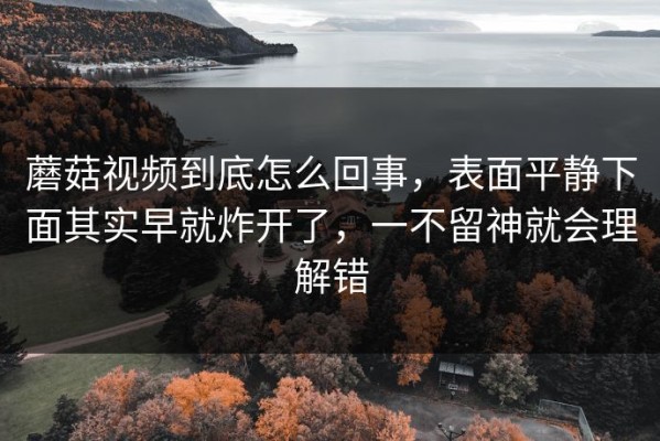 蘑菇视频到底怎么回事，表面平静下面其实早就炸开了，一不留神就会理解错