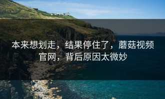 本来想划走，结果停住了，蘑菇视频官网，背后原因太微妙
