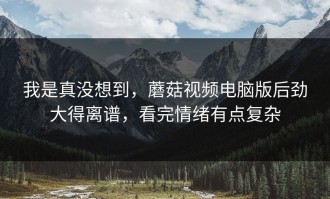我是真没想到，蘑菇视频电脑版后劲大得离谱，看完情绪有点复杂