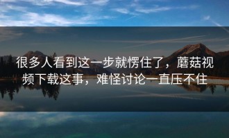 很多人看到这一步就愣住了，蘑菇视频下载这事，难怪讨论一直压不住