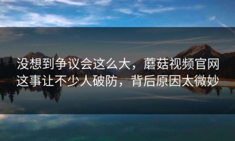 没想到争议会这么大，蘑菇视频官网这事让不少人破防，背后原因太微妙