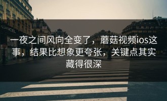 一夜之间风向全变了，蘑菇视频ios这事，结果比想象更夸张，关键点其实藏得很深