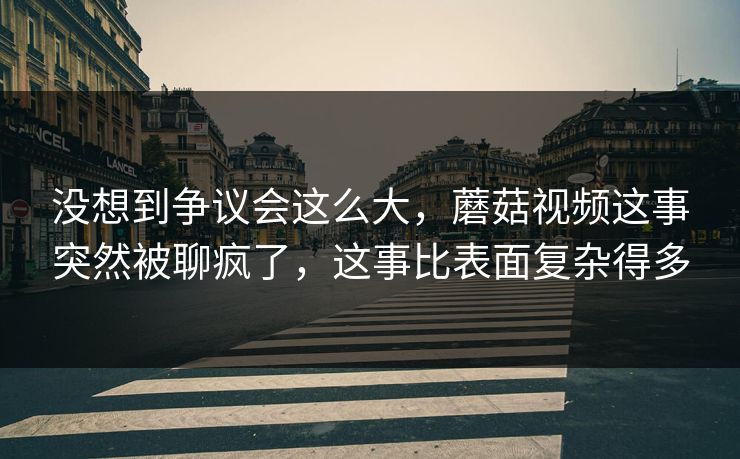 没想到争议会这么大，蘑菇视频这事突然被聊疯了，这事比表面复杂得多