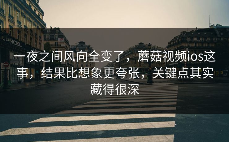 一夜之间风向全变了,蘑菇视频ios这事,结果比想象更夸张,关键点其实藏得很深 一夜之间风向全变了,蘑菇视频ios这事,结果比想象更夸张,关键点其实藏得很深