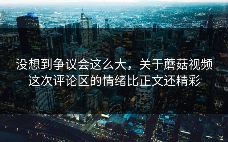 没想到争议会这么大,关于蘑菇视频这次评论区的情绪比正文还精彩 没想到争议会这么大,关于蘑菇视频这次评论区的情绪比正文还精彩