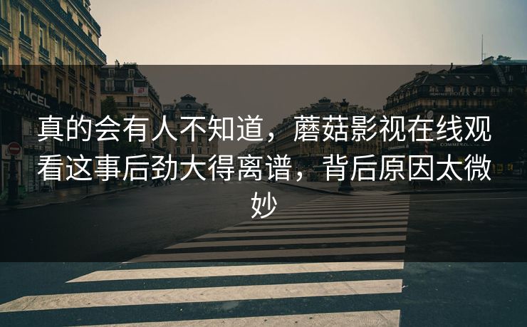 真的会有人不知道，蘑菇影视在线观看这事后劲大得离谱，背后原因太微妙