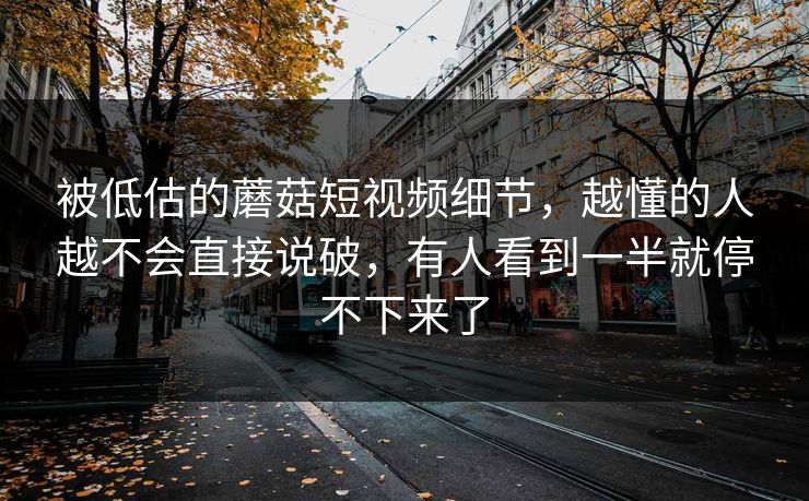 被低估的蘑菇短视频细节，越懂的人越不会直接说破，有人看到一半就停不下来了