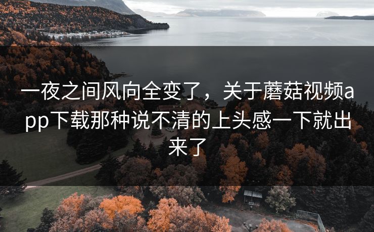 一夜之间风向全变了,关于蘑菇视频app下载那种说不清的上头感一下就出来了 一夜之间风向全变了,关于蘑菇视频app下载那种说不清的上头感一下就出来了