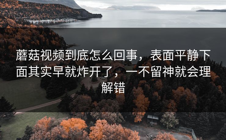 蘑菇视频到底怎么回事,表面平静下面其实早就炸开了,一不留神就会理解错 蘑菇视频到底怎么回事,表面平静下面其实早就炸开了,一不留神就会理解错
