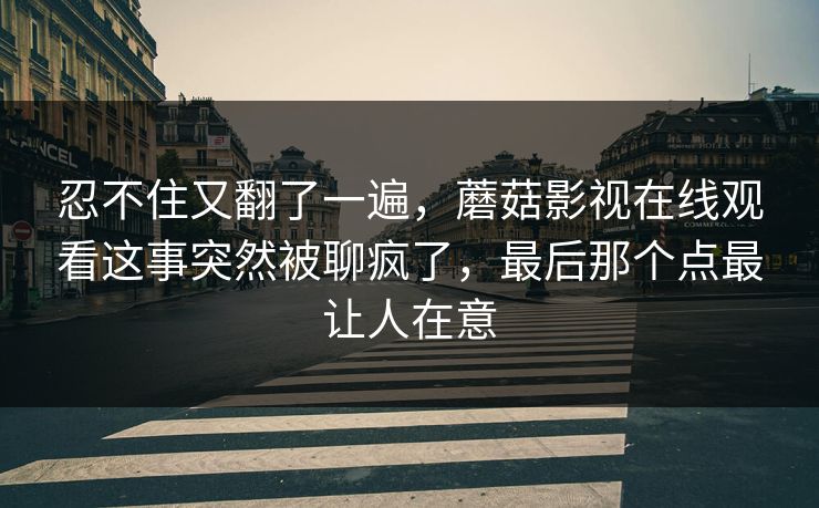 忍不住又翻了一遍,蘑菇影视在线观看这事突然被聊疯了,最后那个点最让人在意 忍不住又翻了一遍,蘑菇影视在线观看这事突然被聊疯了,最后那个点最让人在意